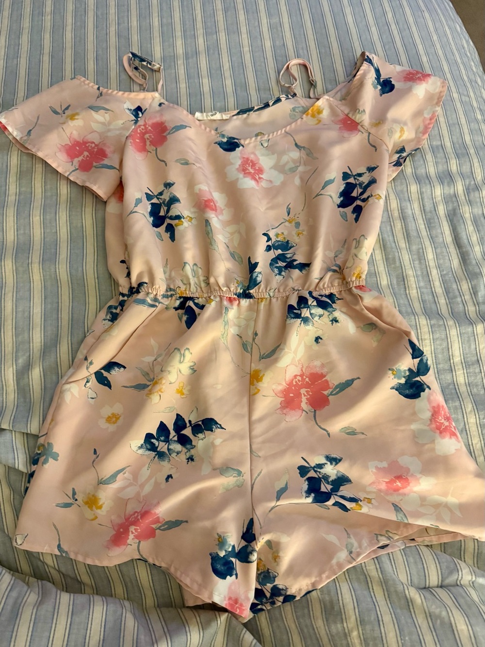 mine Pink Floral Cold-Shoulder One-Piece Romper